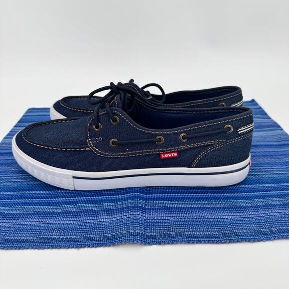 Levi's Boat Shoes Mens 9.5 EUR 43 Coastal Nautical Blue Lace Up GREAT CONDITION - Picture 3 of 13